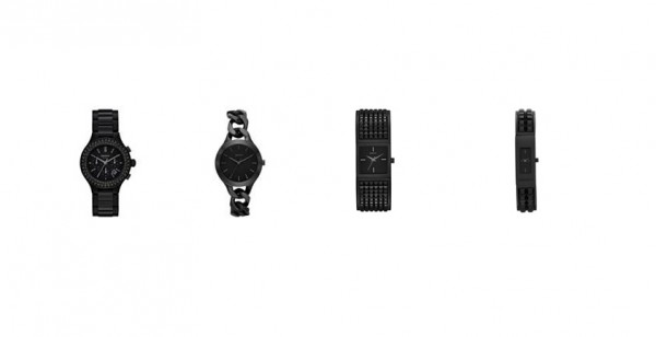 Donna Karan - černé hodinky v tuningovém stylu 